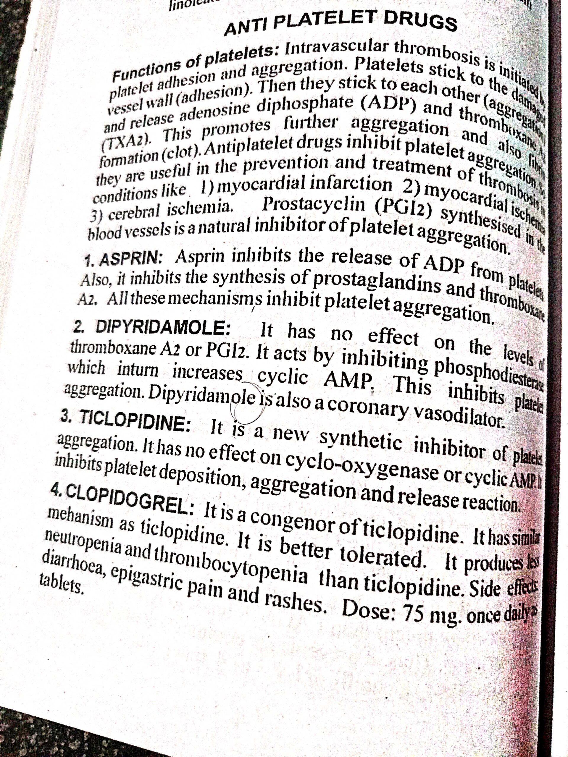 Anti plates latest drugs